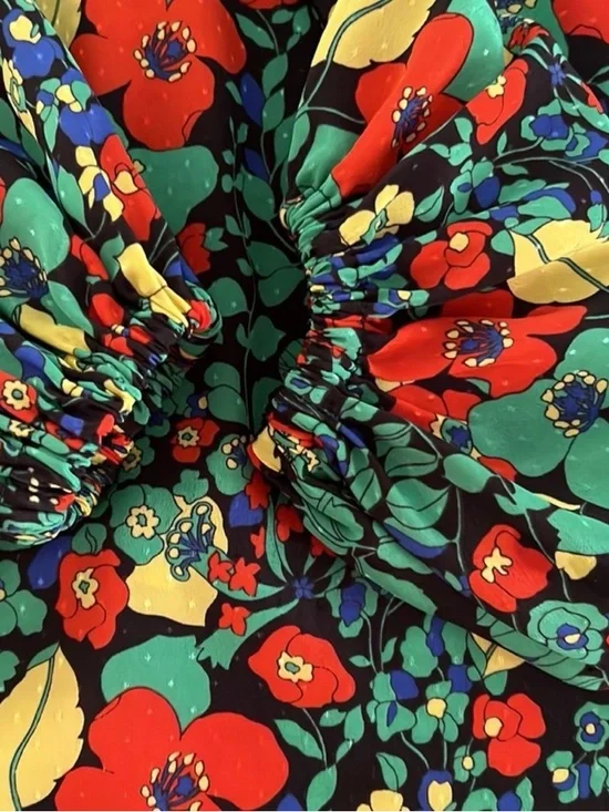 ALEXIS Floral Top with Yellow Piping Small - Picture 6 of 7